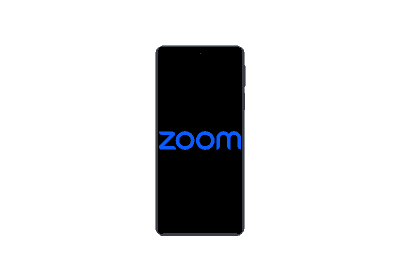 Handy mit Zoom Logo in der Anzeige